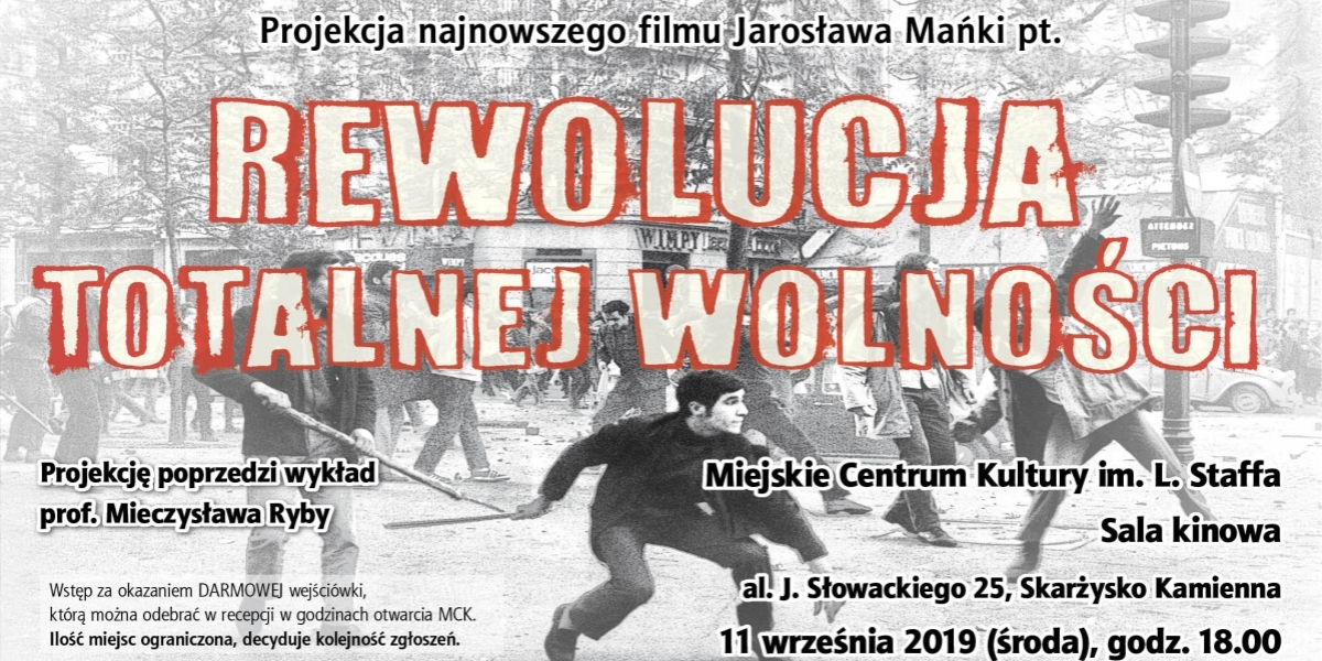 Bezpłatny seans filmu &quot;Rewolucja totalnej wolności&quot; w kinie Centrum