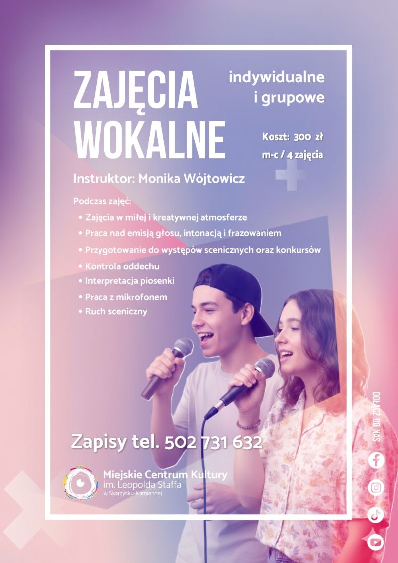 plakat reklamujący zajęcia muzyczne sezon 2025-2026 w&nbsp;MCK Skarżysko