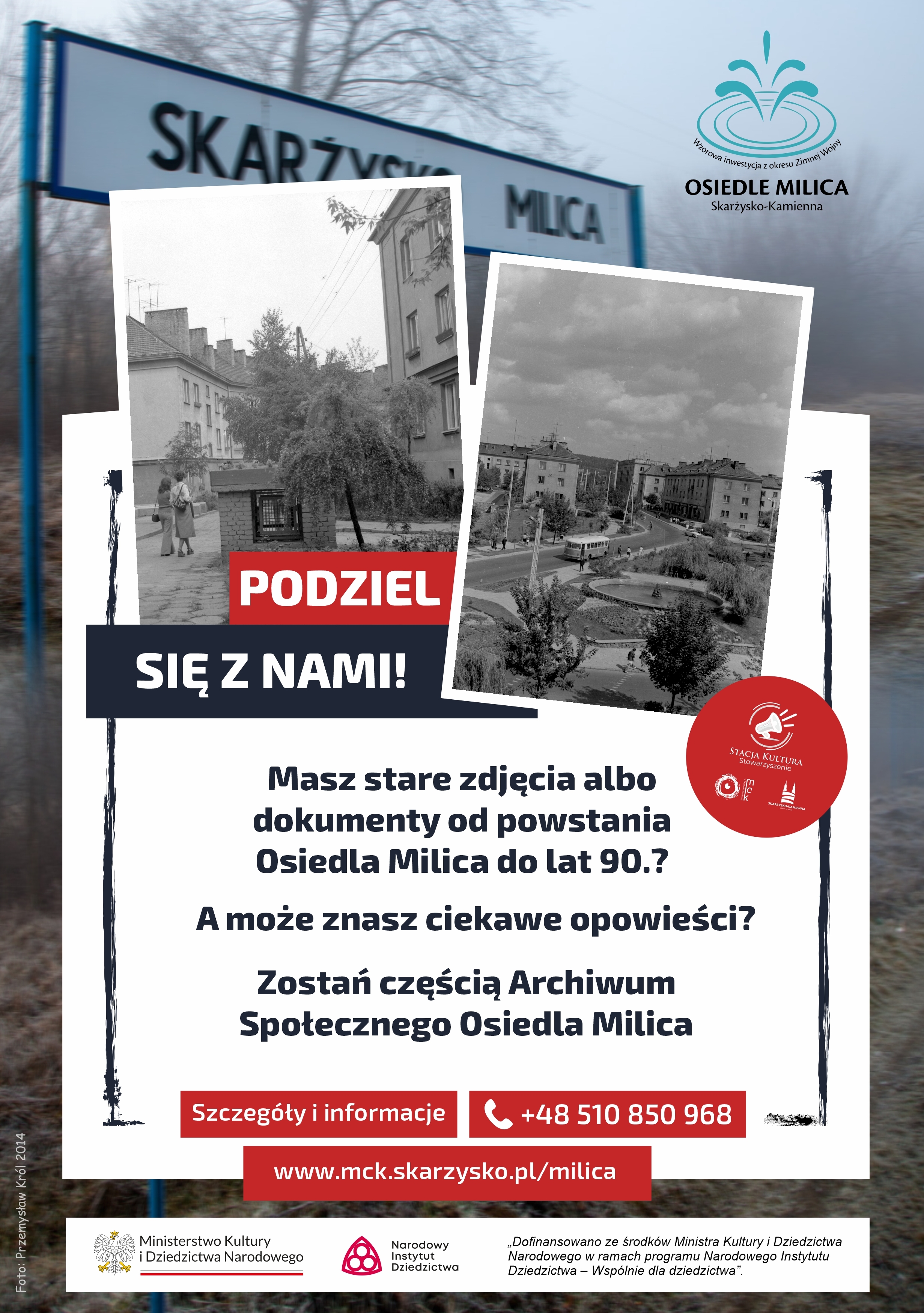 plakat reklamujący projekt pn. Osiedle Milica – wzorcowa inwestycja z&nbsp;okresu zimnej wojny