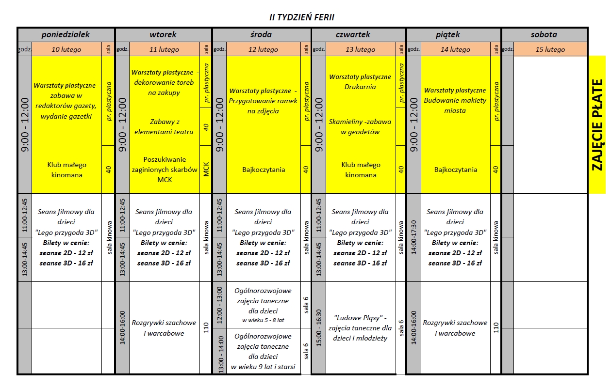 ferie zimowe tydzien II