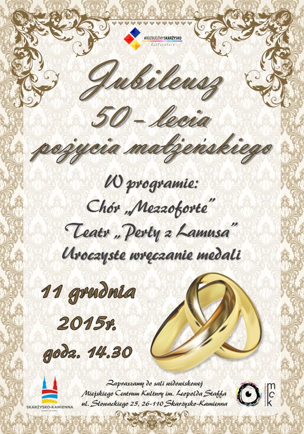 plakat jubileusz 50 lecia pozycia malzenskiego