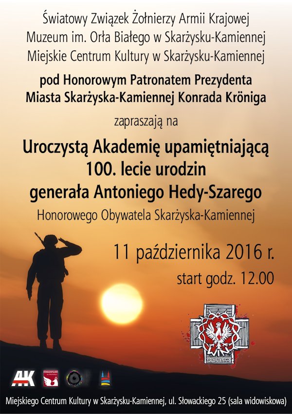 plakat 100 lecie urodzin generala Hedy Szarego