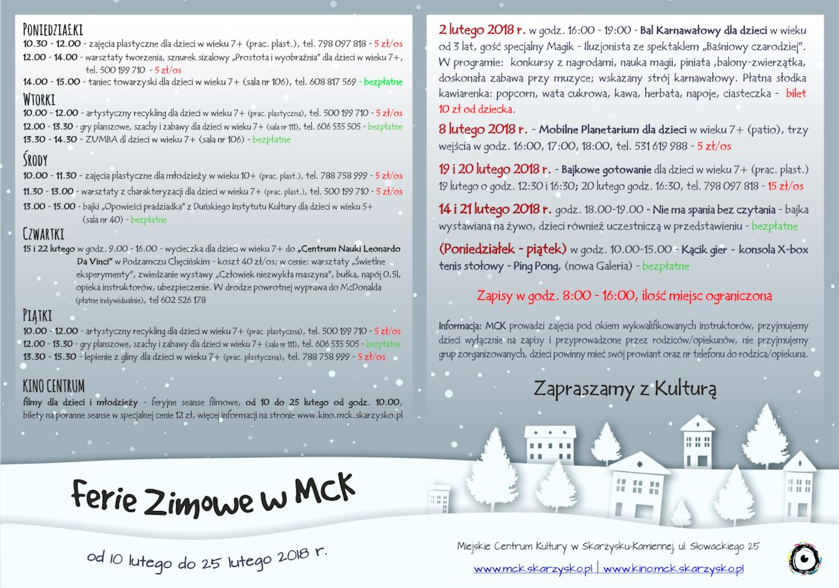 ferie zimowe 2018