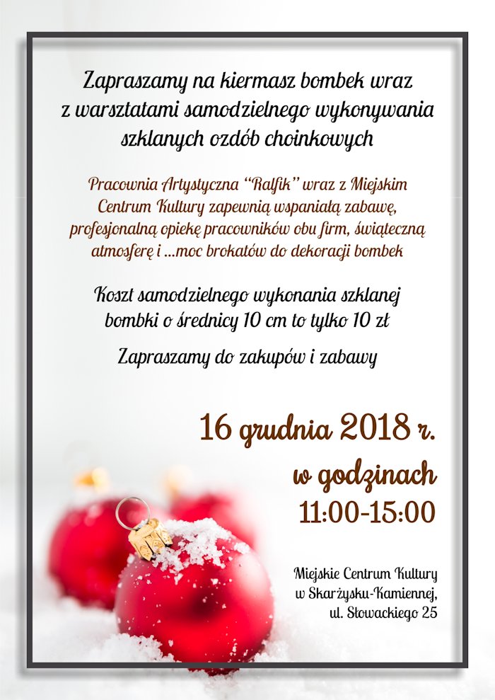 warsztaty wykonywania bombek