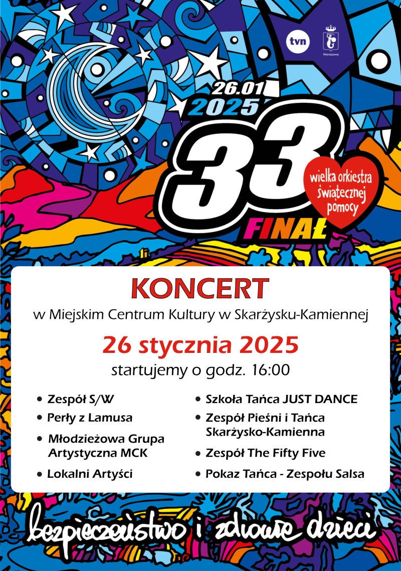 PLAKAT REKLAMUJĄCY 33 FINAL WOSP 2025 W MCK SKARŻYSKO