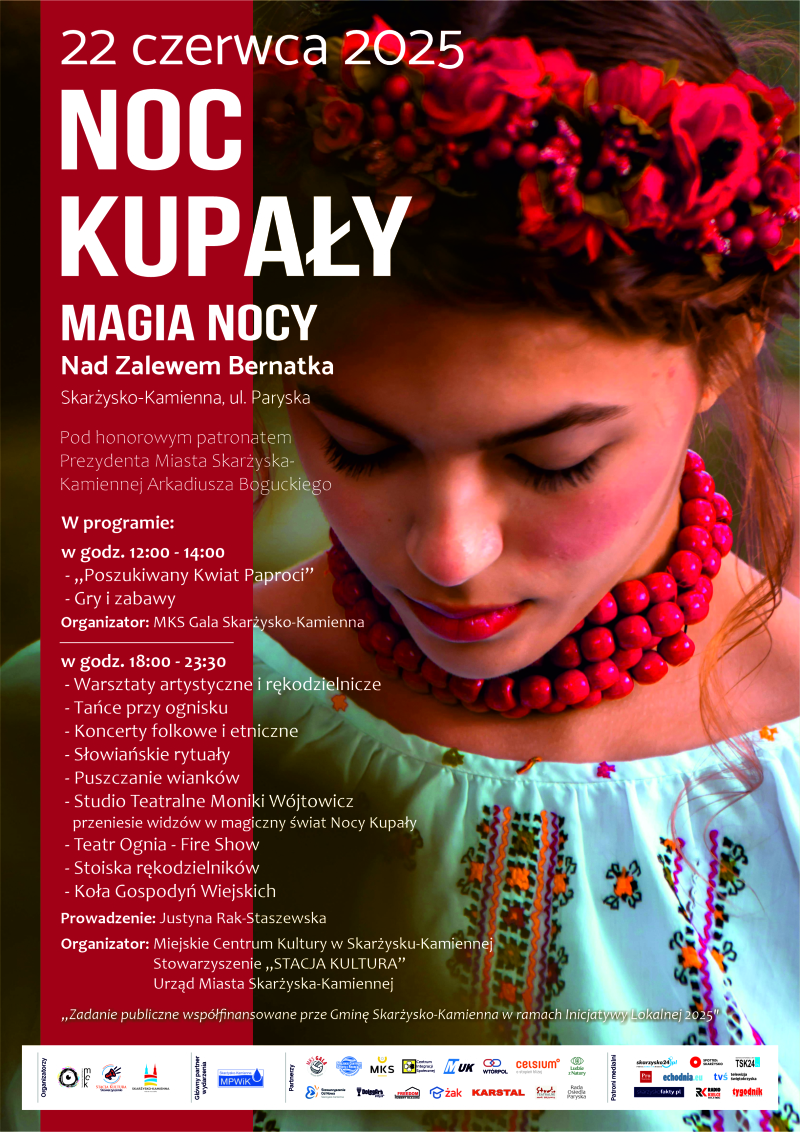 plakat reklamujący wydarzenie Noc Kupaly 2025 w Skarżysku-Kam.