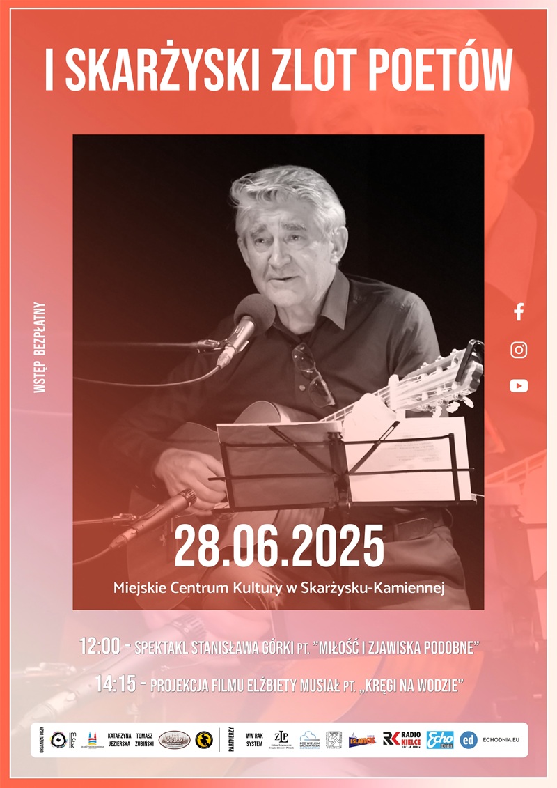 plakat reklamujący Pierwszy Skarżyski Zlot Poetow w MCK Skarżysko
