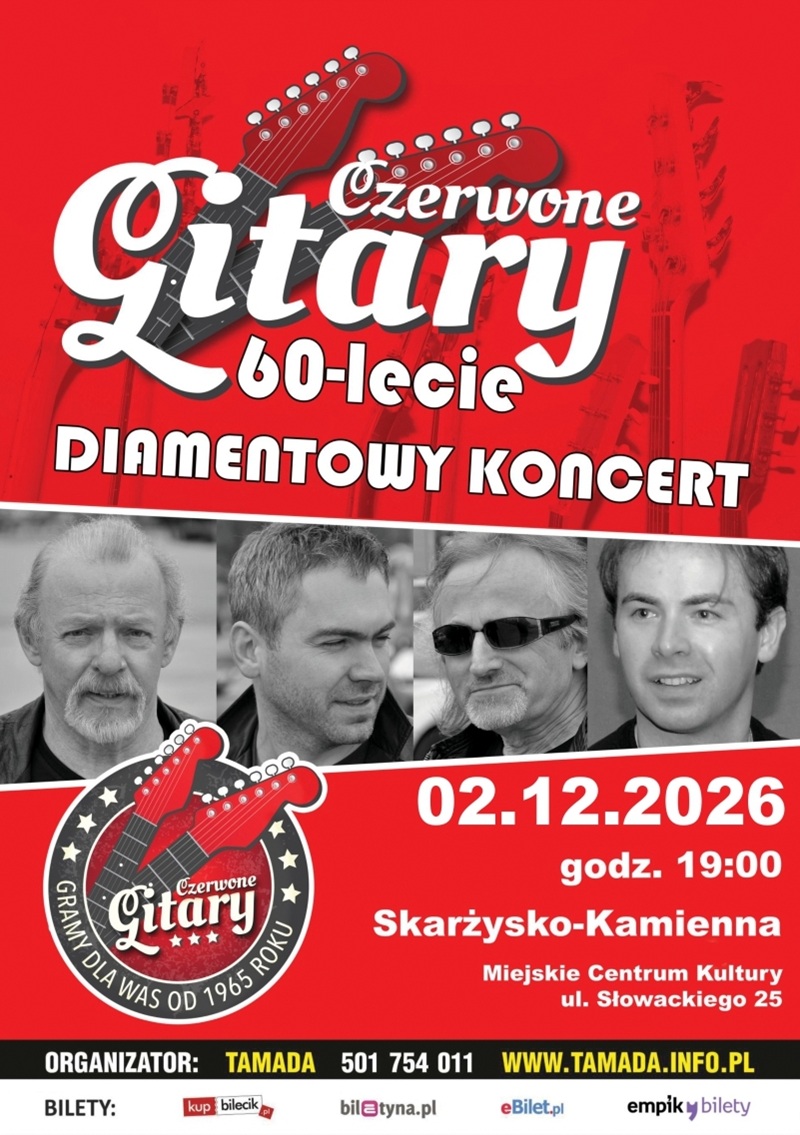 plakat reklamujacy koncert Czerwone Gitary w MCK Skarzysko